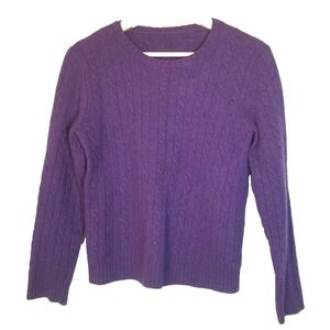 Vintage Ralph Lauren Women Purple Cable Knit Wool Blend Sweater Small
